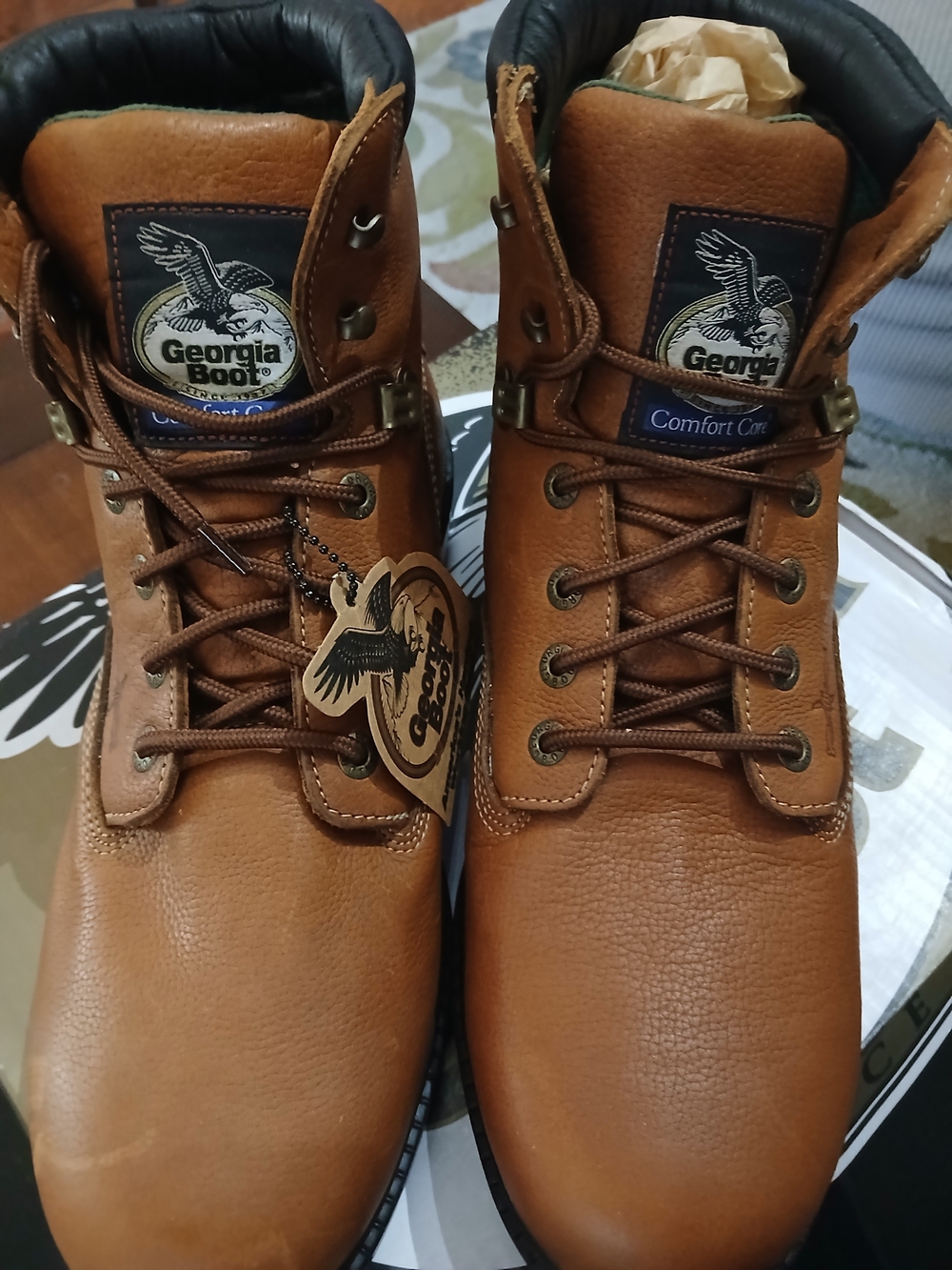 Georgia Boot Men's Farm & Ranch Brown Leather Work Boots 13 M New In Box